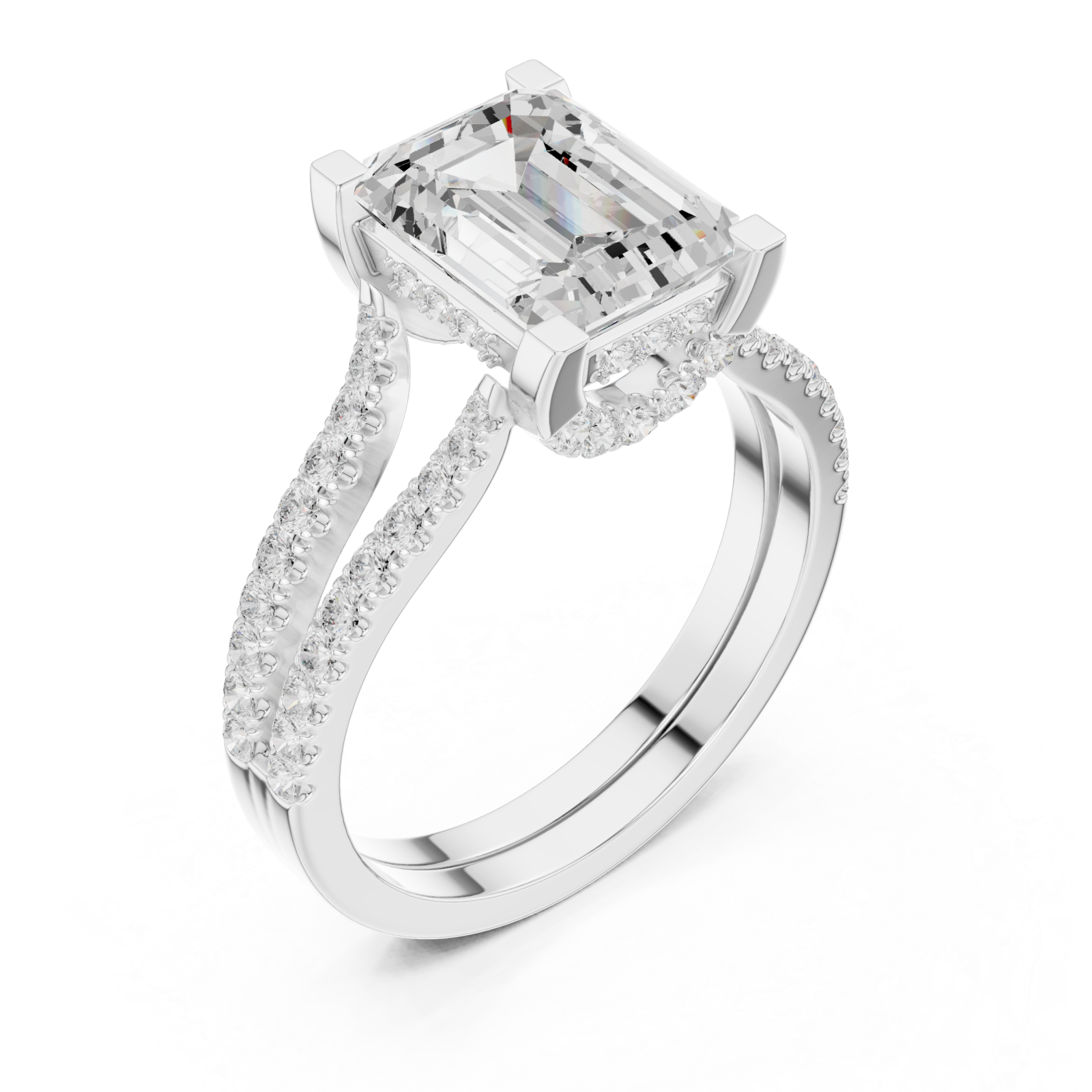  White Gold Lustrous Embrace Double Band Ring Right View