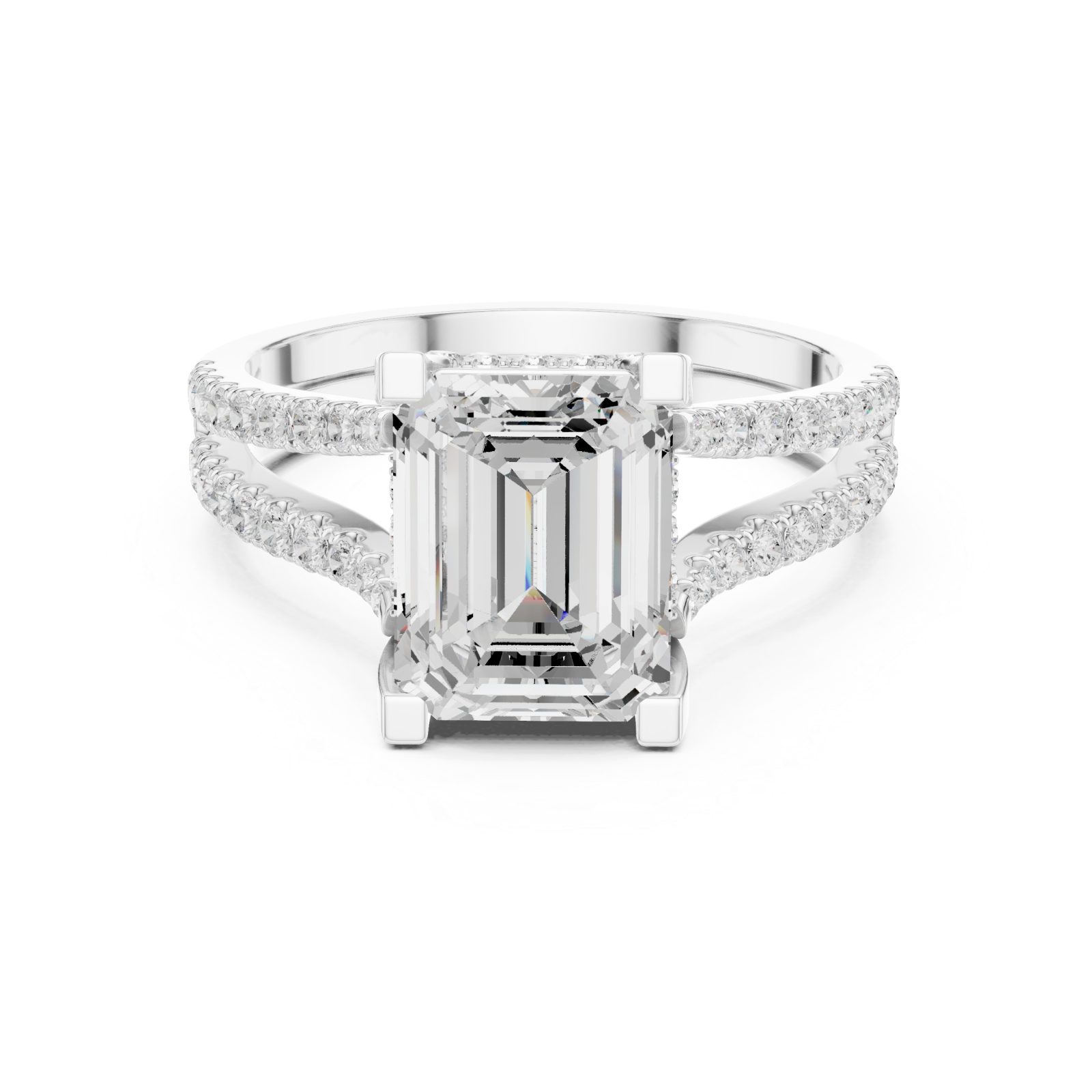  White Gold Lustrous Embrace Double Band Ring Front View
