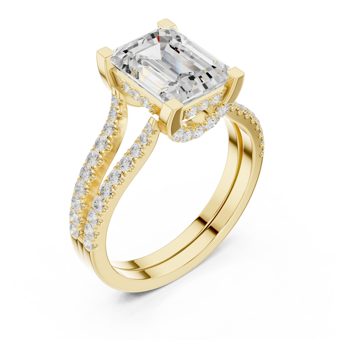 Gold Lustrous Embrace Double Band Ring Right View