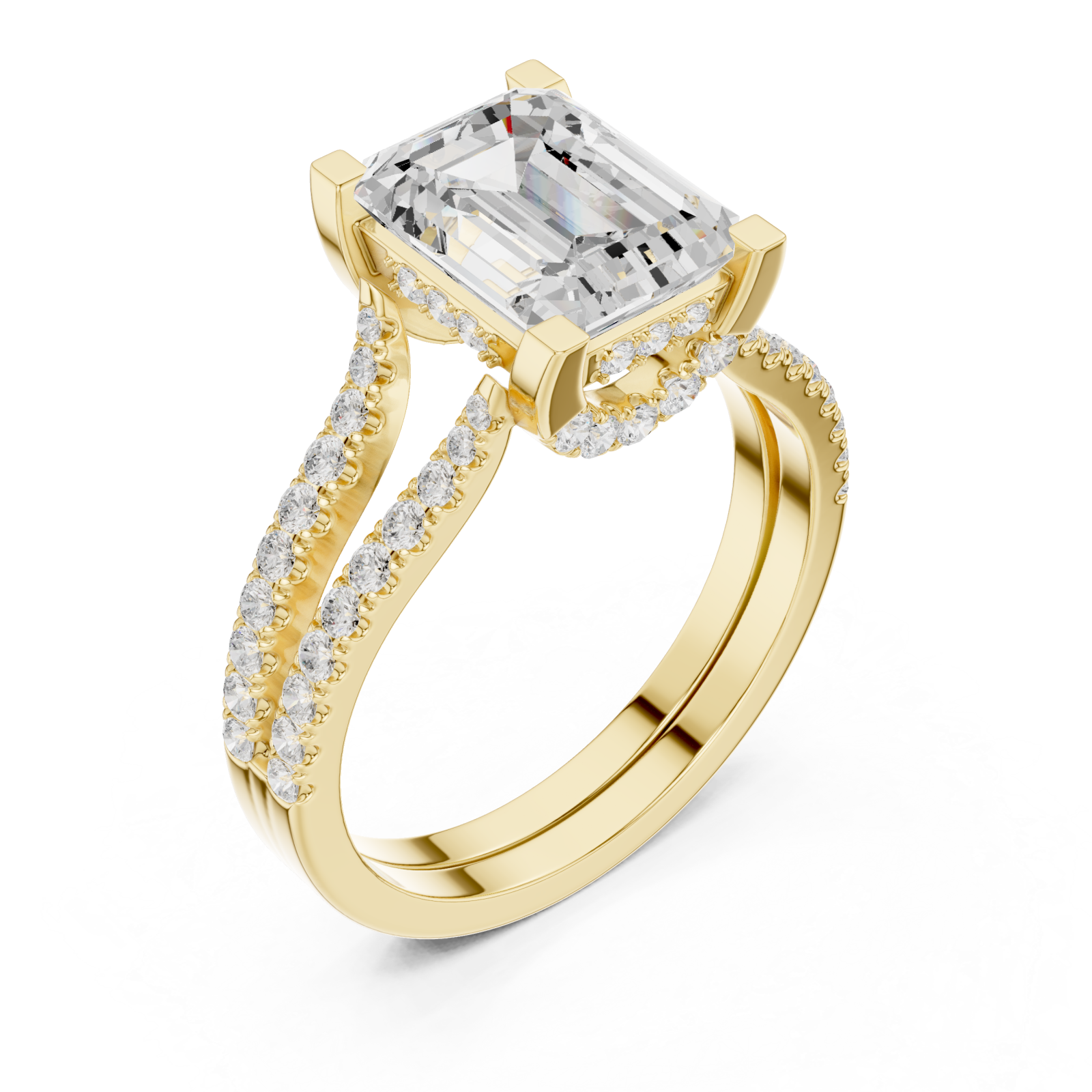Gold Lustrous Embrace Double Band Ring Right View