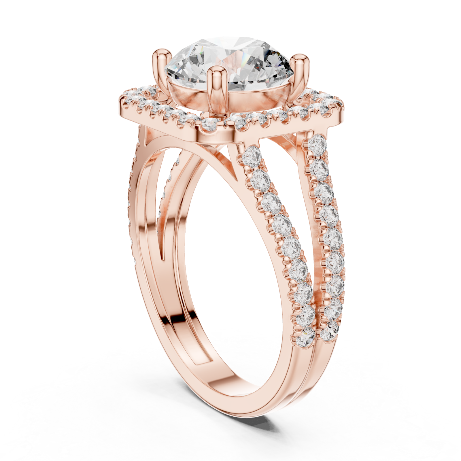 Rose Gold Radiant Halo Splendor Ring Left View
