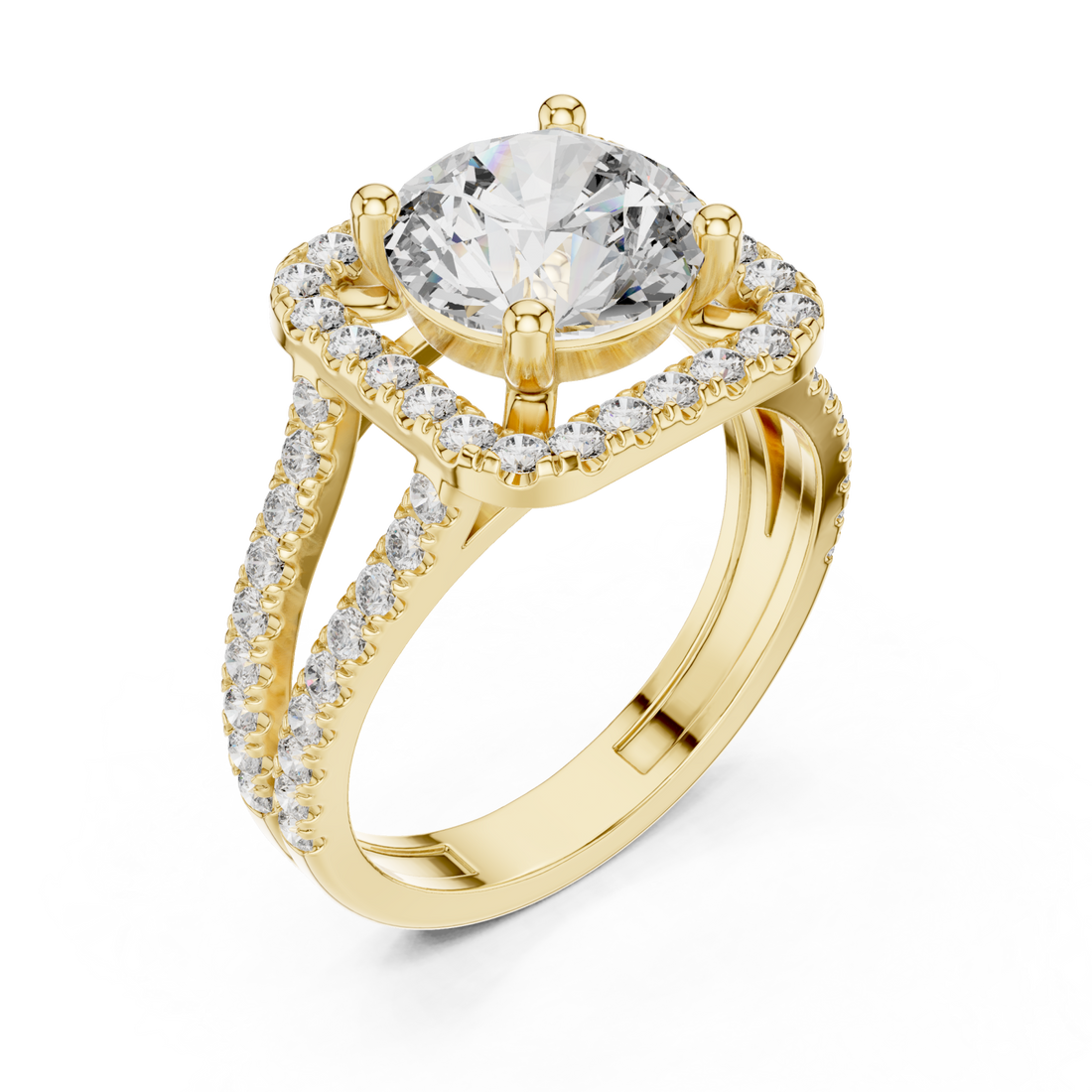 Gold Radiant Halo Splendor Ring Right View