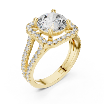 Gold Radiant Halo Splendor Ring Right View