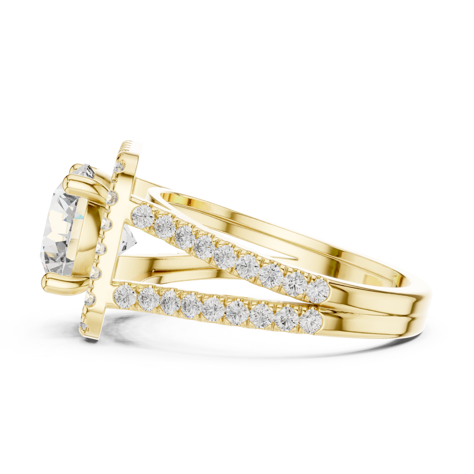  Gold Radiant Halo Splendor Ring Side View
