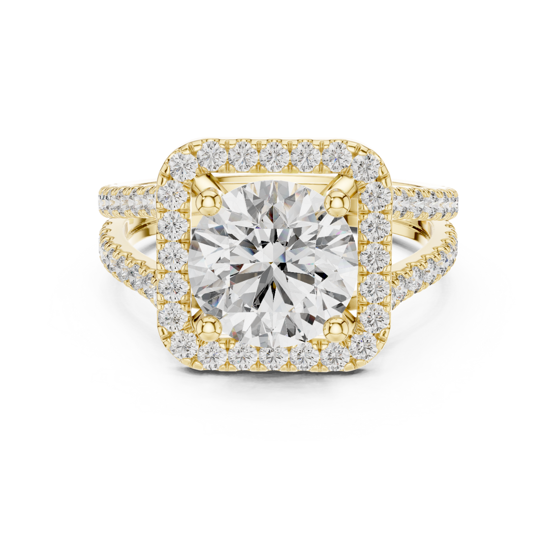 Gold Radiant Halo Splendor Ring Right View