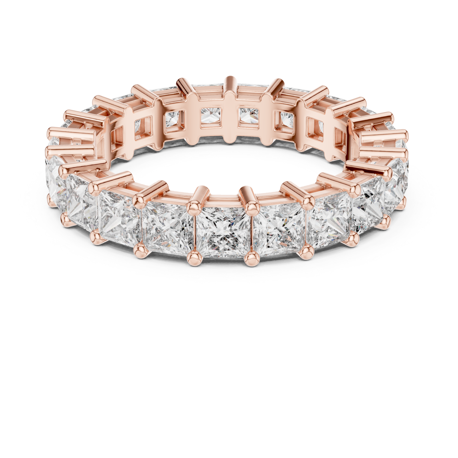  Rose Gold Classic Allure Pavé Set Ring Front View