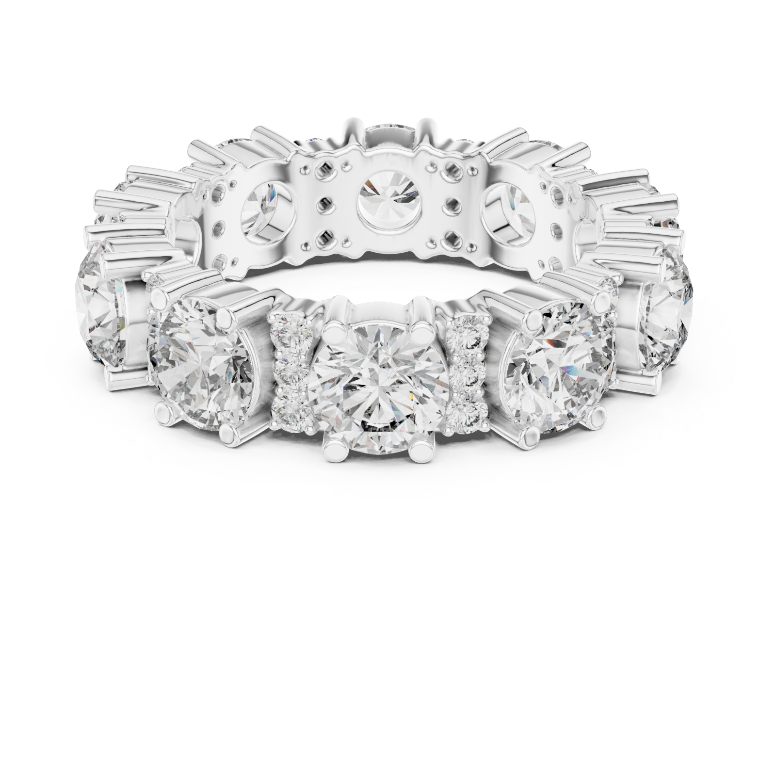  White Gold Aurora Radiant Horizon Statement Ring Front View
