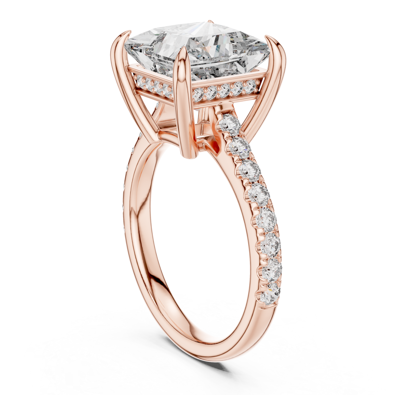  Rose Gold Luminous Cascade Statement Band Ring Left View