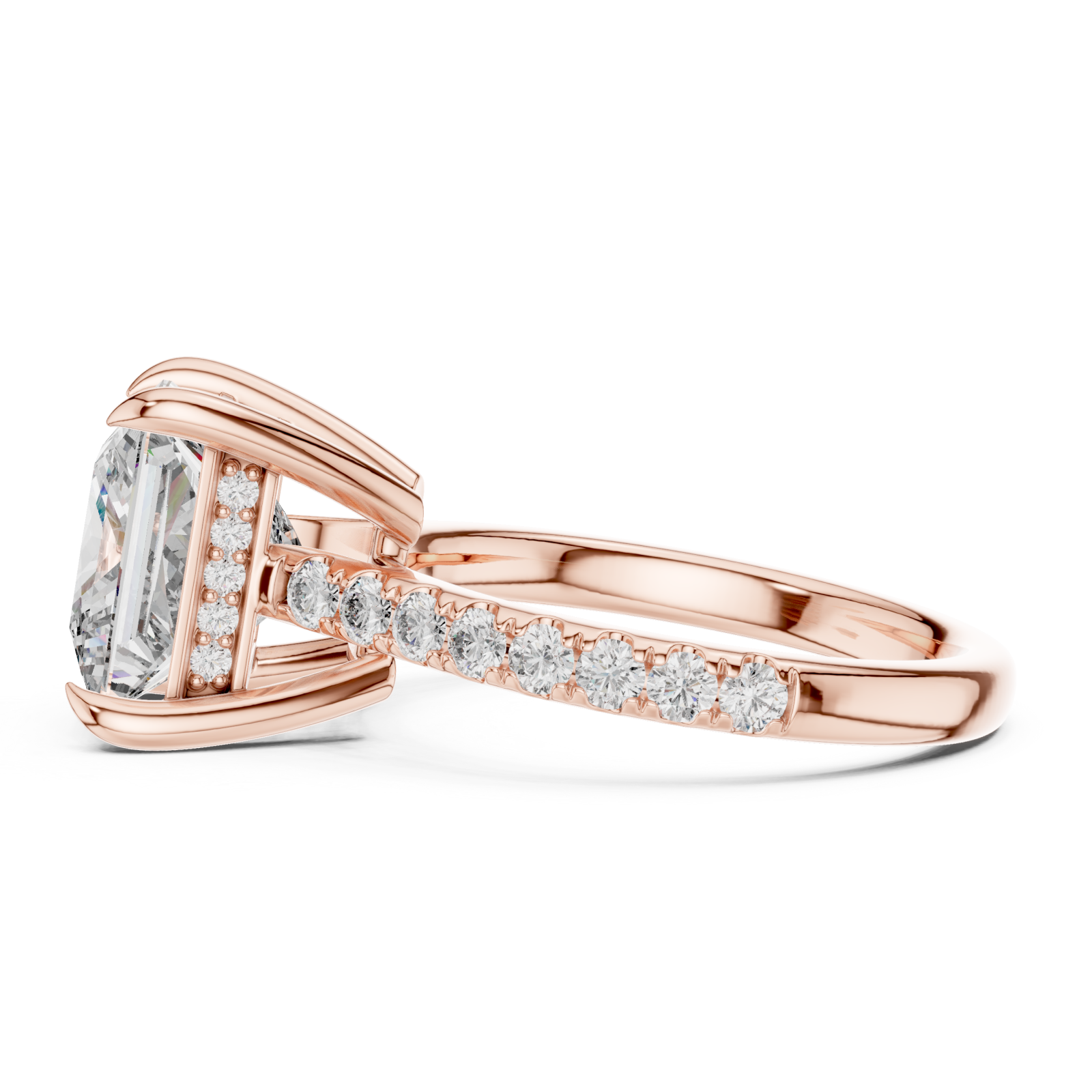  Rose Gold Luminous Cascade Statement Band Ring Side View