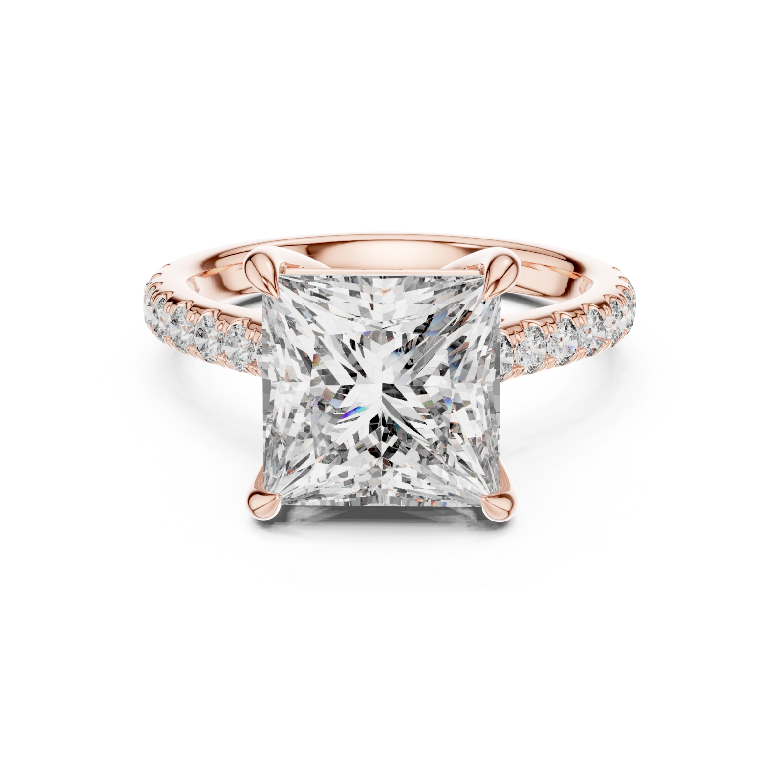  Rose Gold Luminous Cascade Statement Band Ring Front View