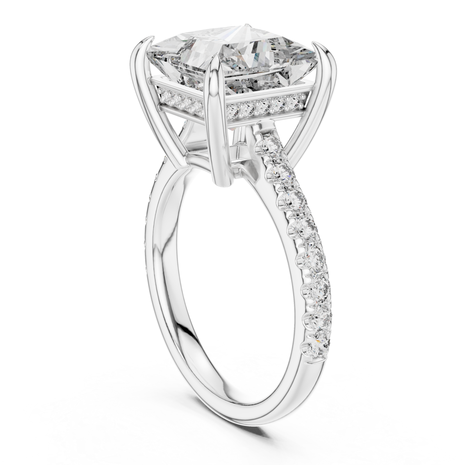  White Gold Luminous Cascade Statement Band Ring Left View