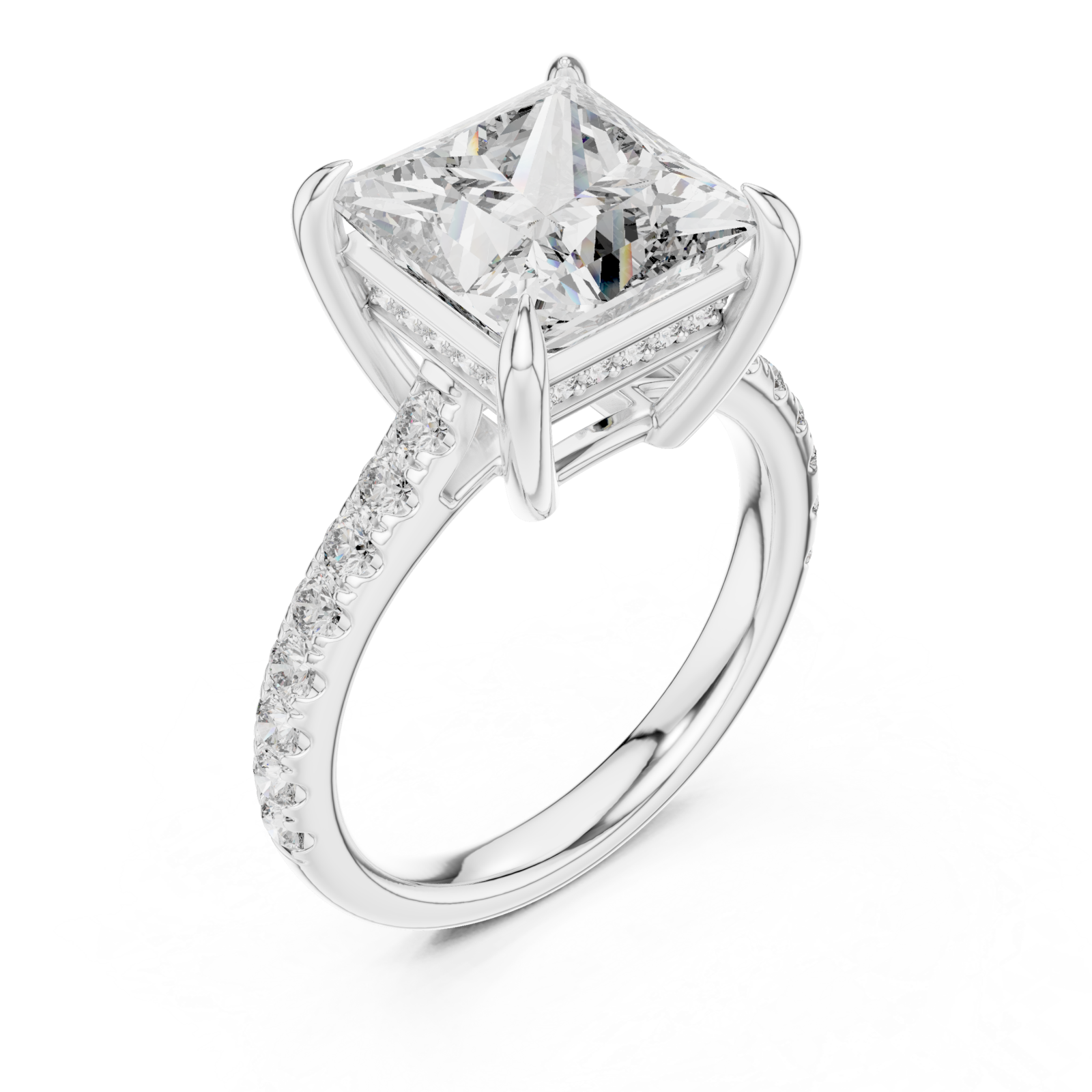  White Gold Luminous Cascade Statement Band Ring Right View