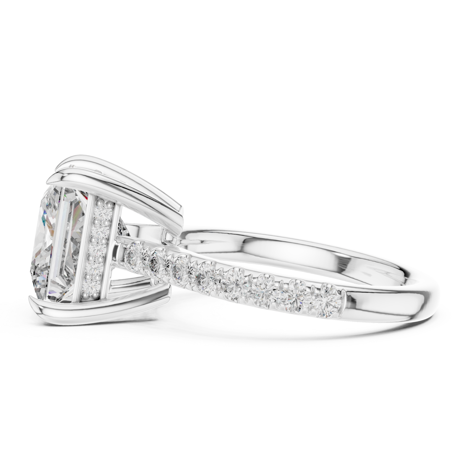 White Gold Luminous Cascade Statement Band Ring Side View