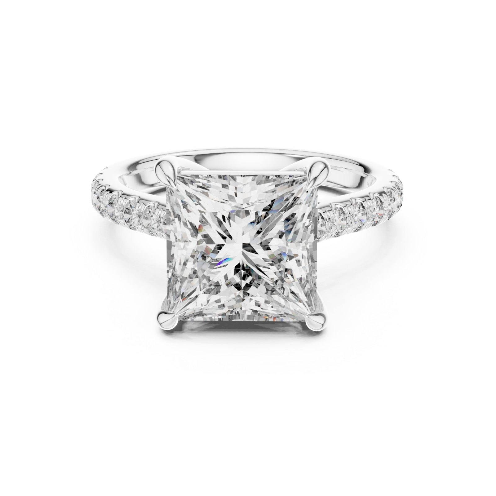  White Gold Luminous Cascade Statement Band Ring Front View