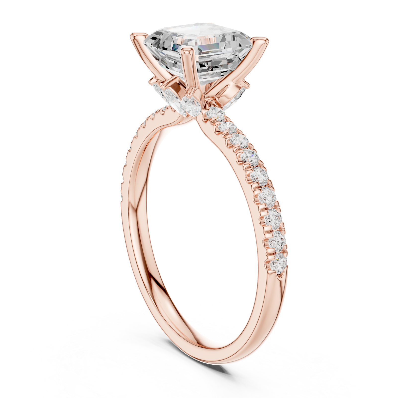  Rose Gold Refined Grace Solitaire Engagement Ring Left View