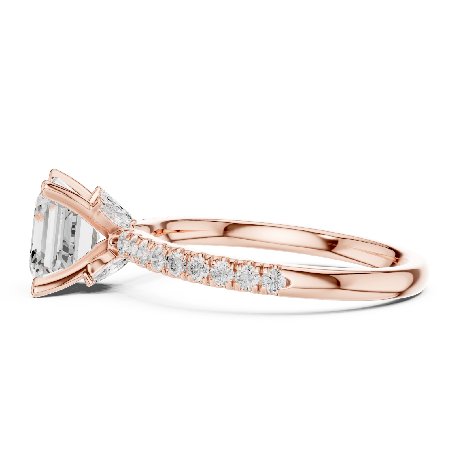  Rose Gold Refined Grace Solitaire Engagement Ring Side View