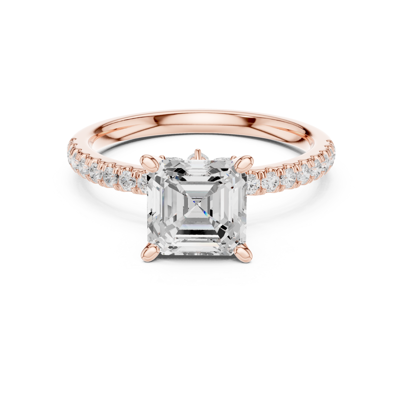  Rose Gold Refined Grace Solitaire Engagement Ring Front View