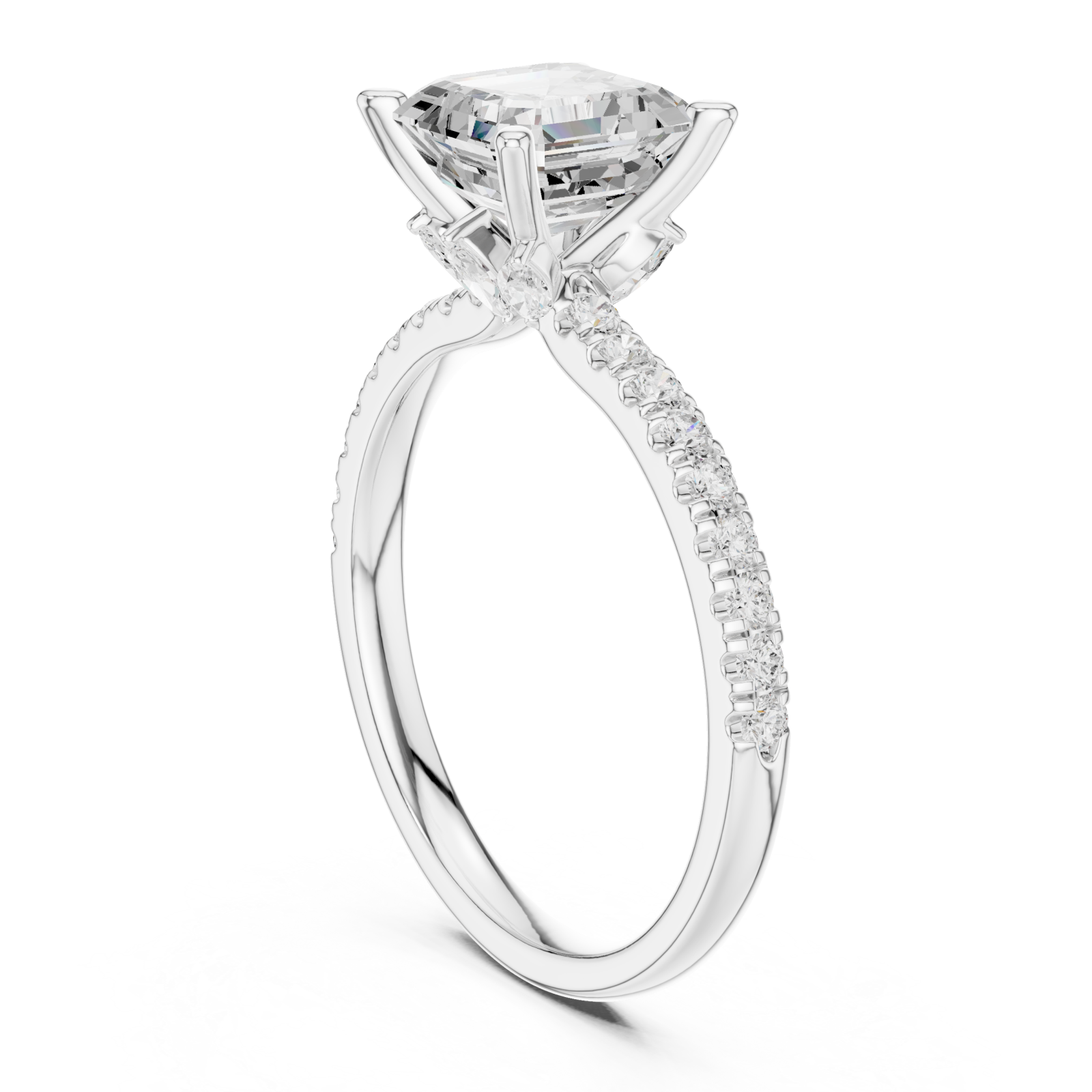  White Gold Refined Grace Solitaire Engagement Ring Left View
