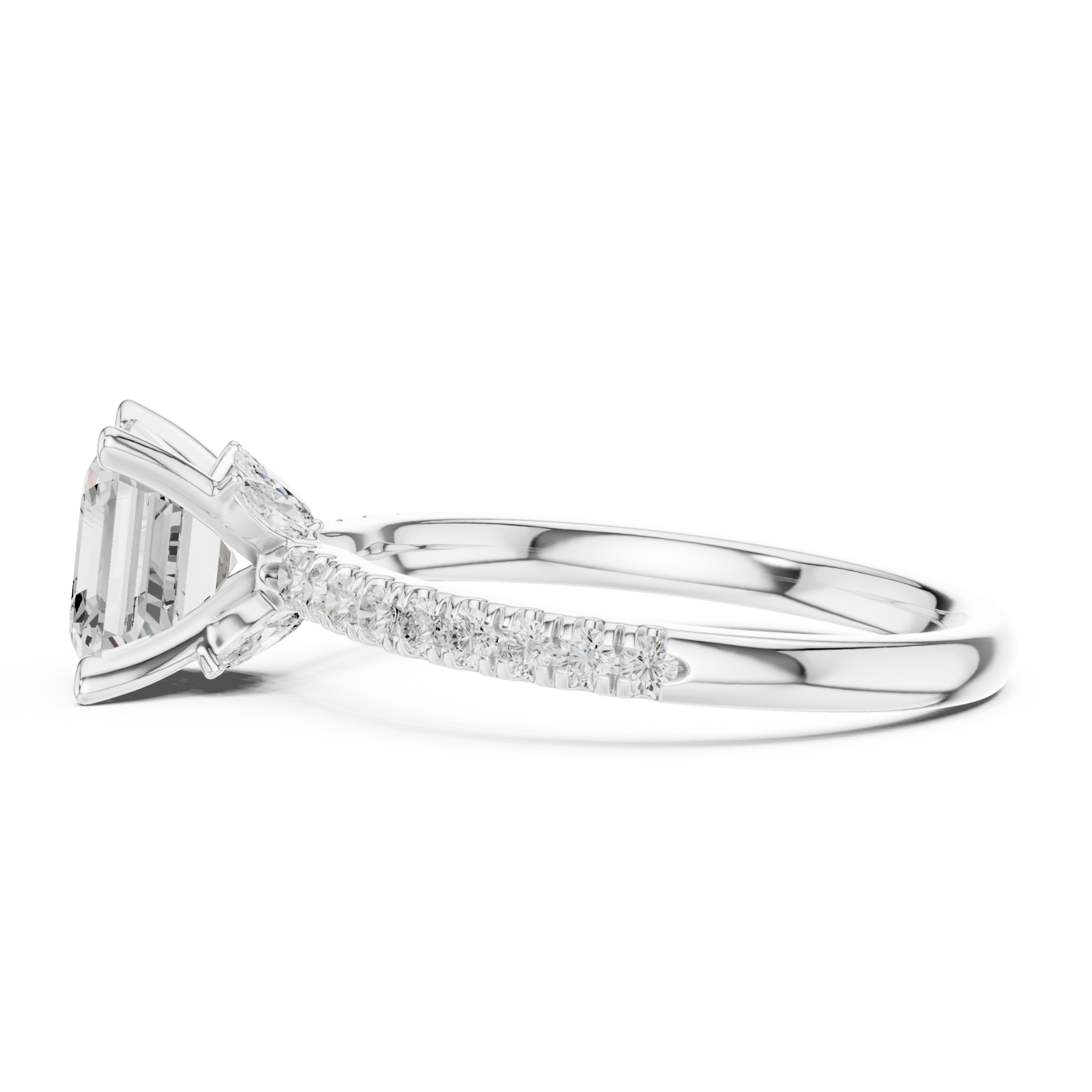  White Gold Refined Grace Solitaire Engagement Ring Side View
