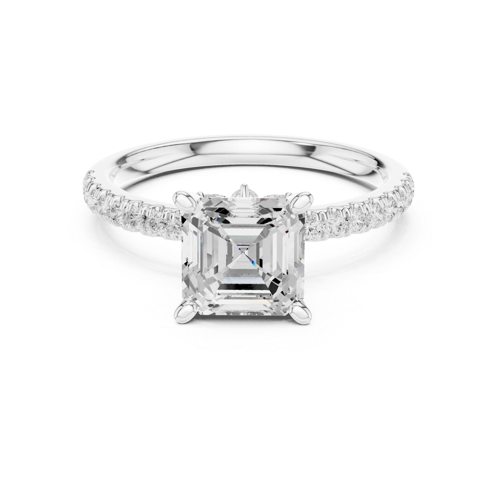  White Gold Refined Grace Solitaire Engagement Ring Front View