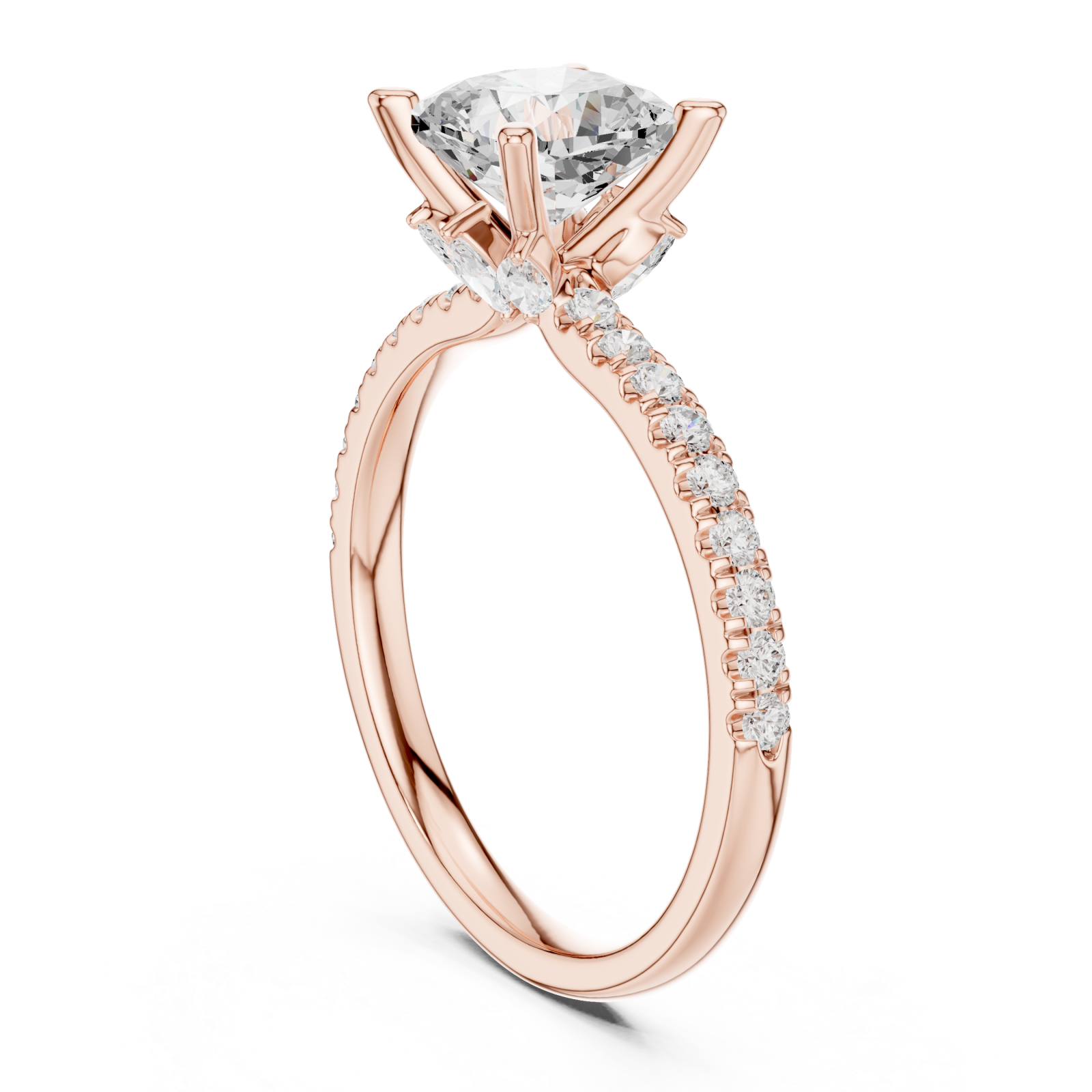  Rose Gold Celeste Aura Solitaire Promise Ring Left View