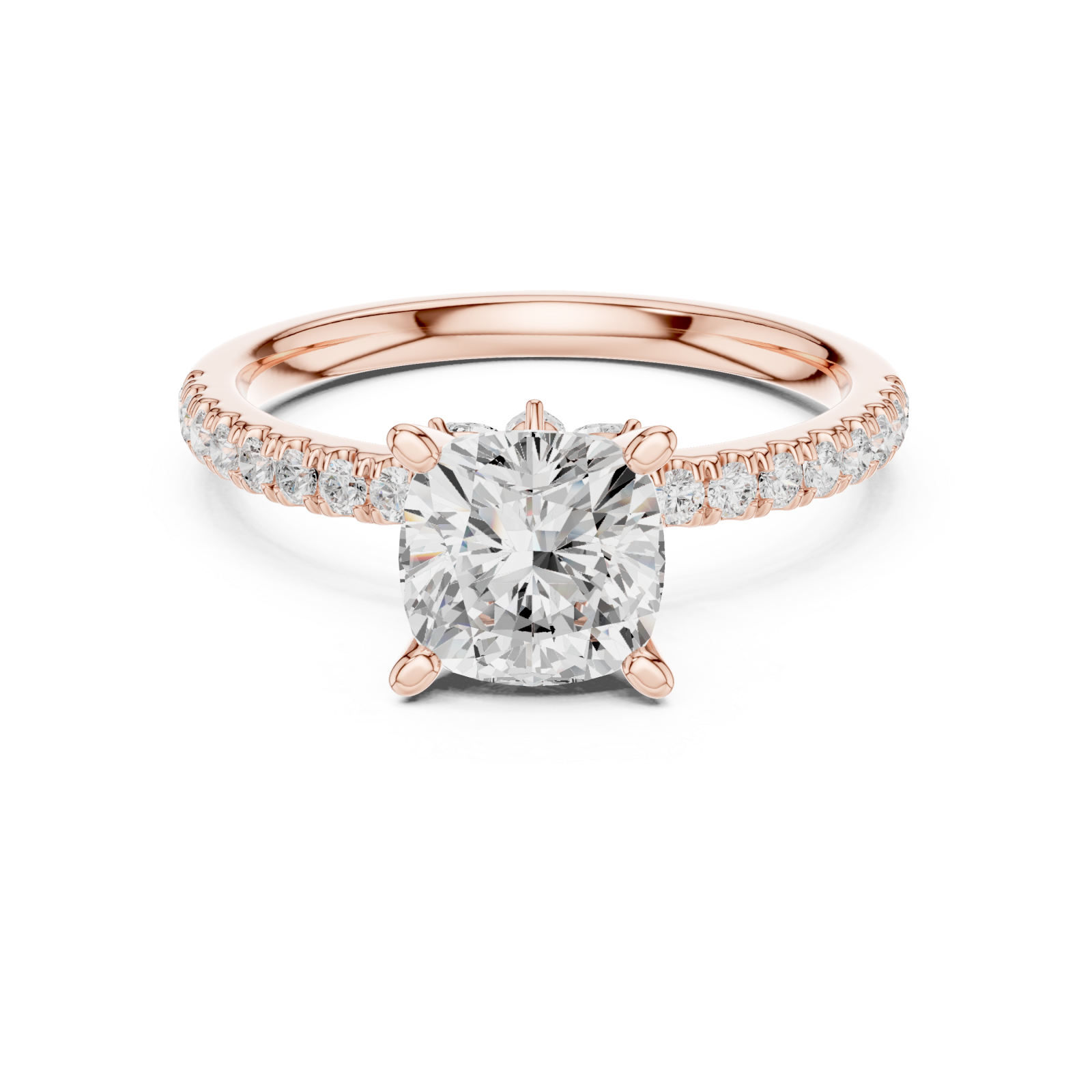  Rose Gold Celeste Aura Solitaire Promise Ring Front View