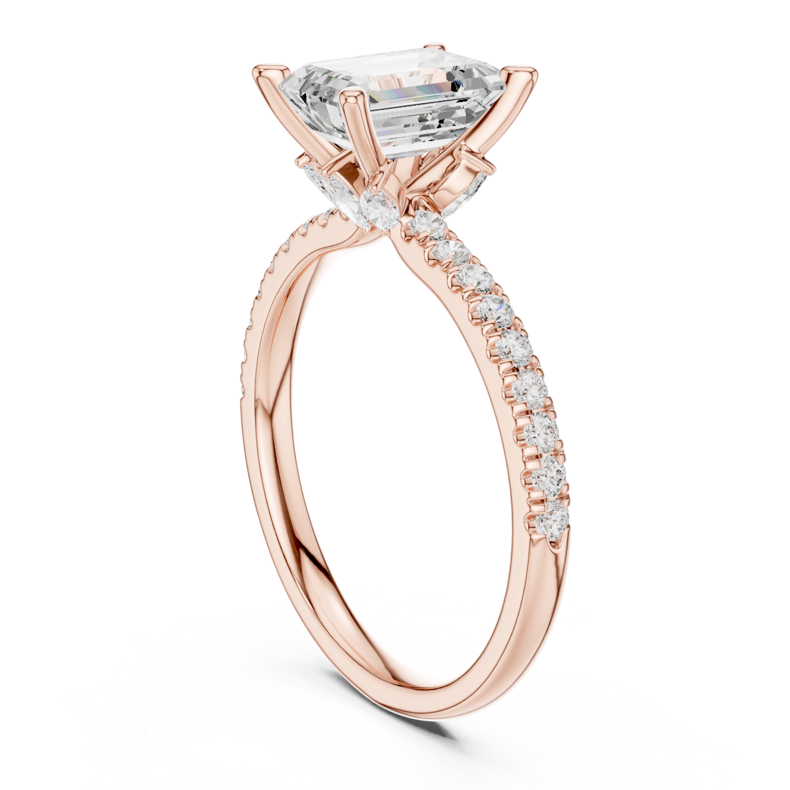  Rose Gold Aurora Classic Halo Ring Left View