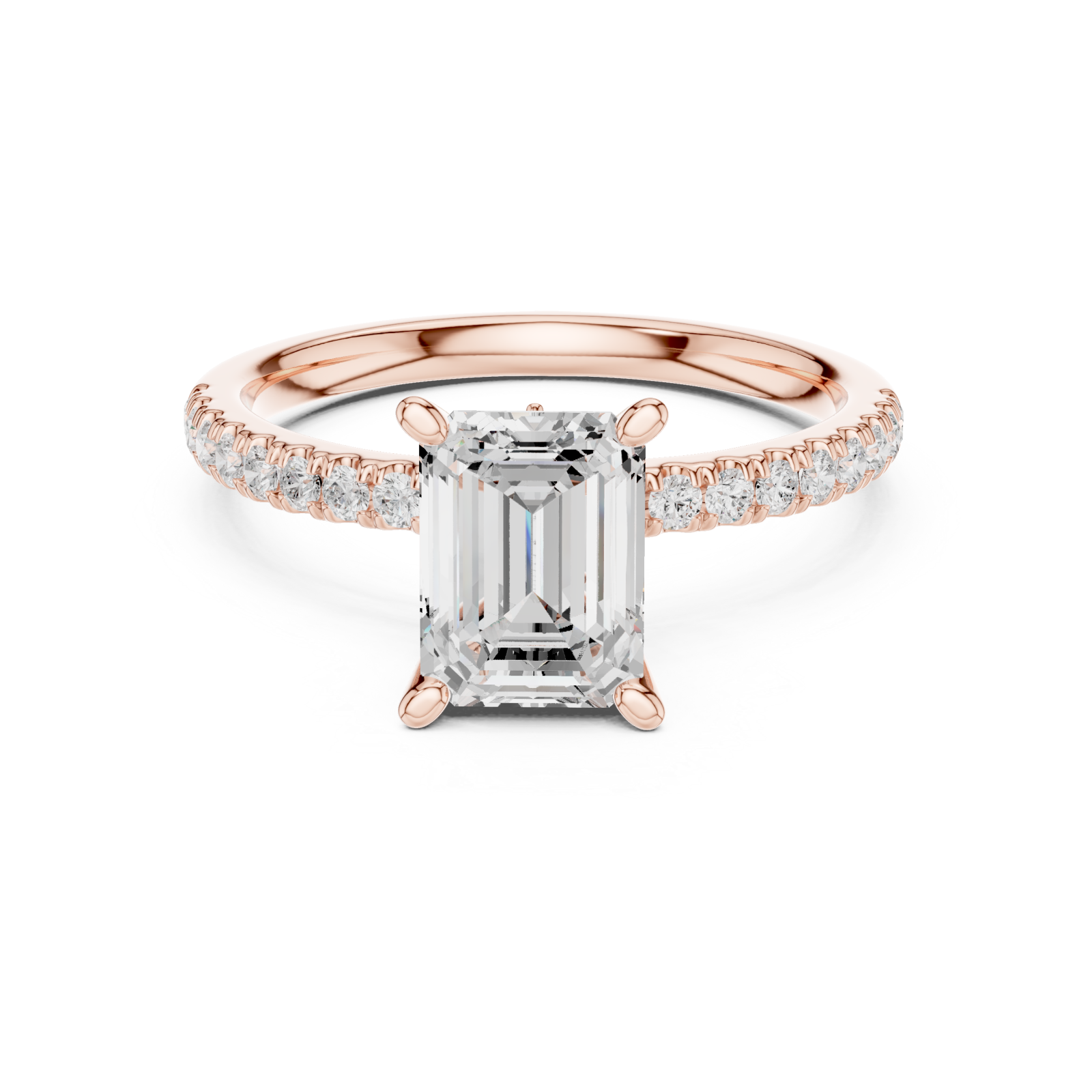  Rose Gold Aurora Classic Halo Ring Front View