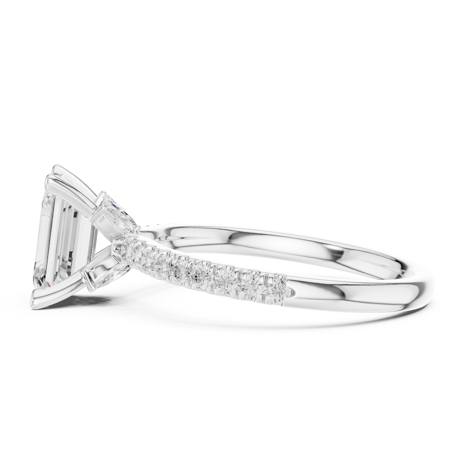  White Gold Aurora Classic Halo Ring Side View