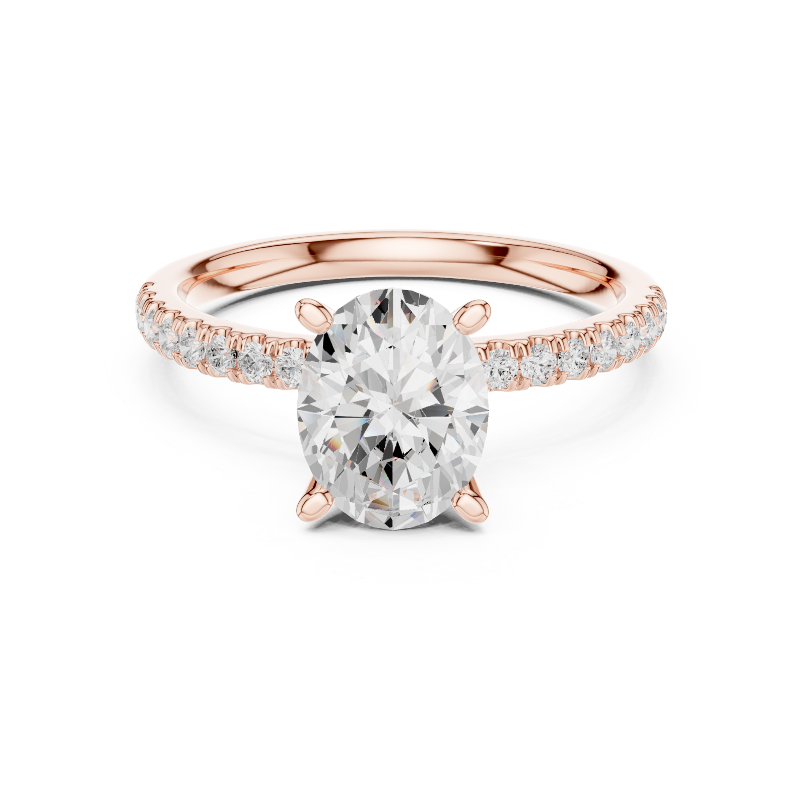  Rose Gold Elegance Radiant Solitaire Ring Front View