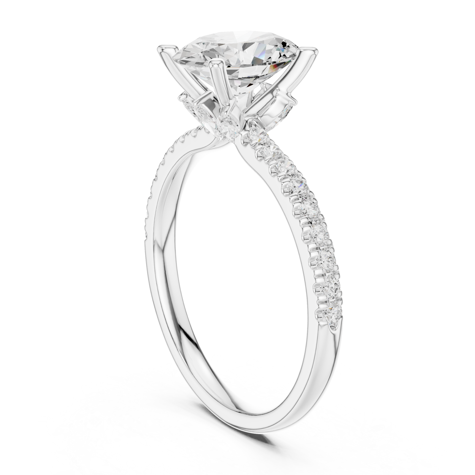  White Gold Elegance Radiant Solitaire Ring Left View