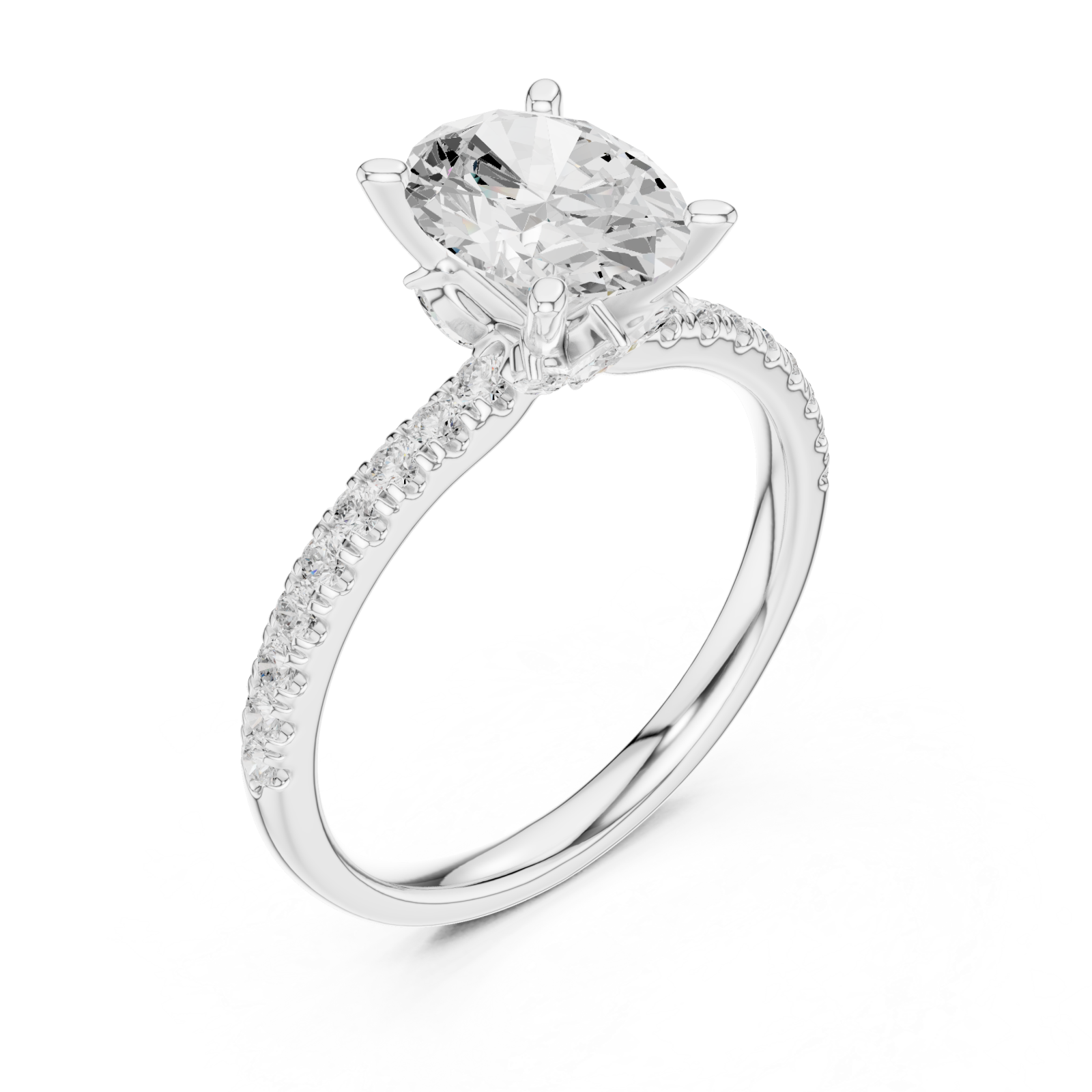  White Gold Elegance Radiant Solitaire Ring Right View