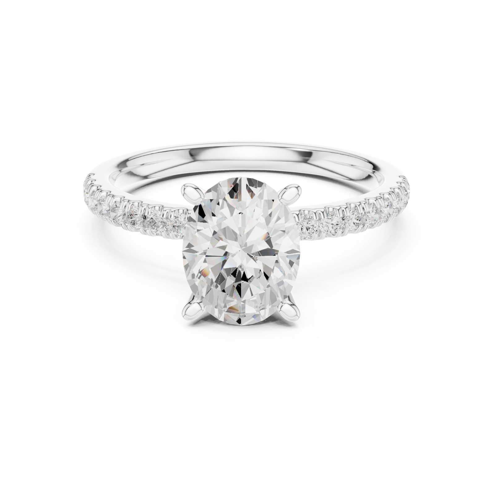  White Gold Elegance Radiant Solitaire Ring Front View