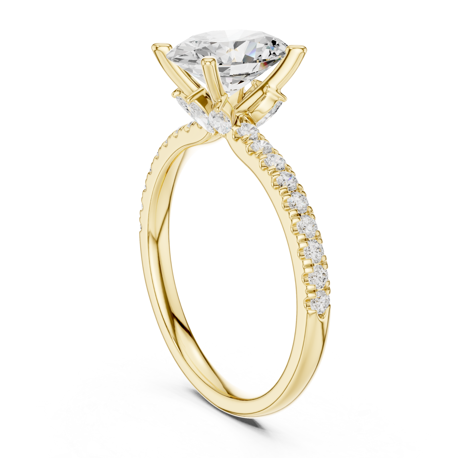  Gold Elegance Radiant Solitaire Ring Left View