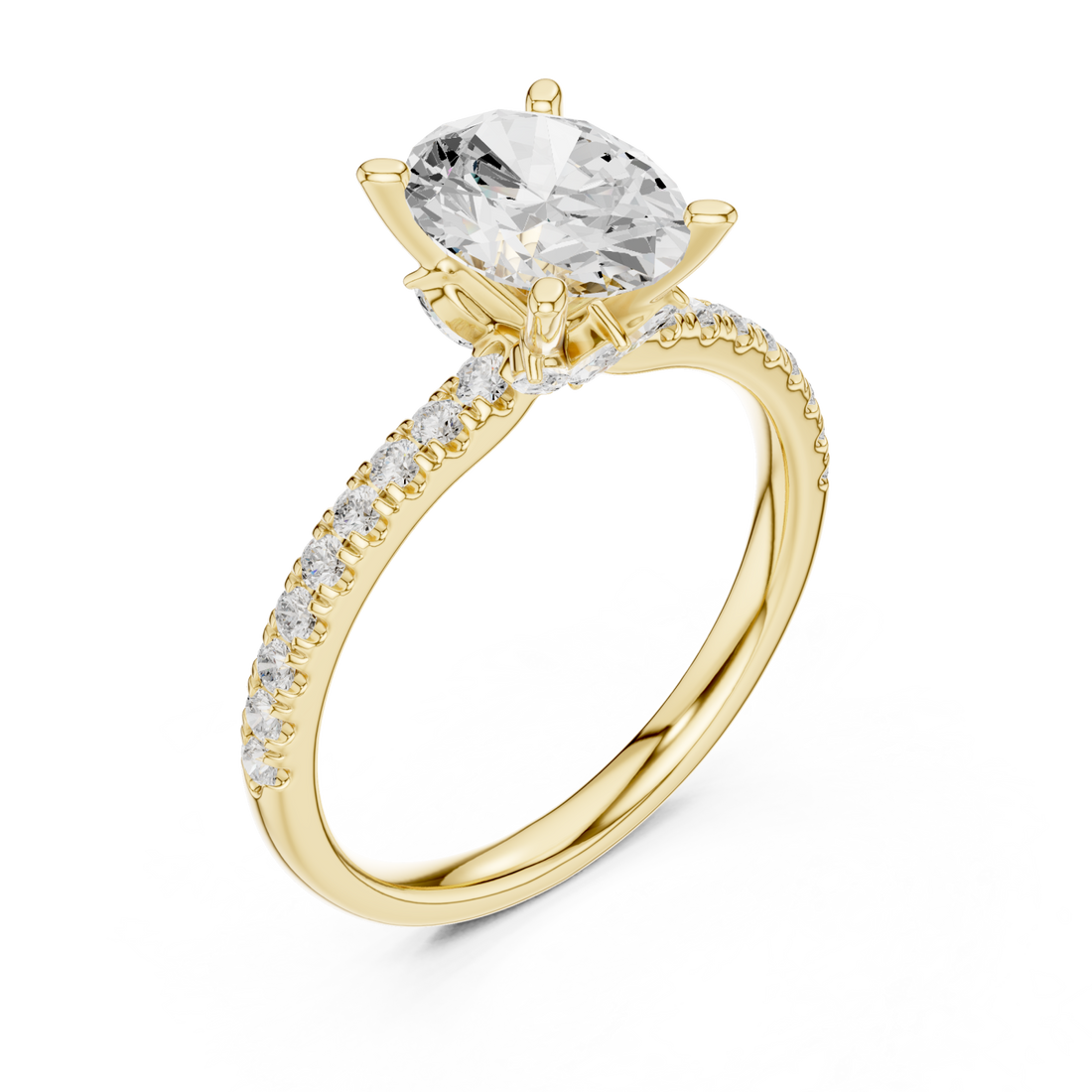 Gold Elegance Radiant Solitaire Ring Right View