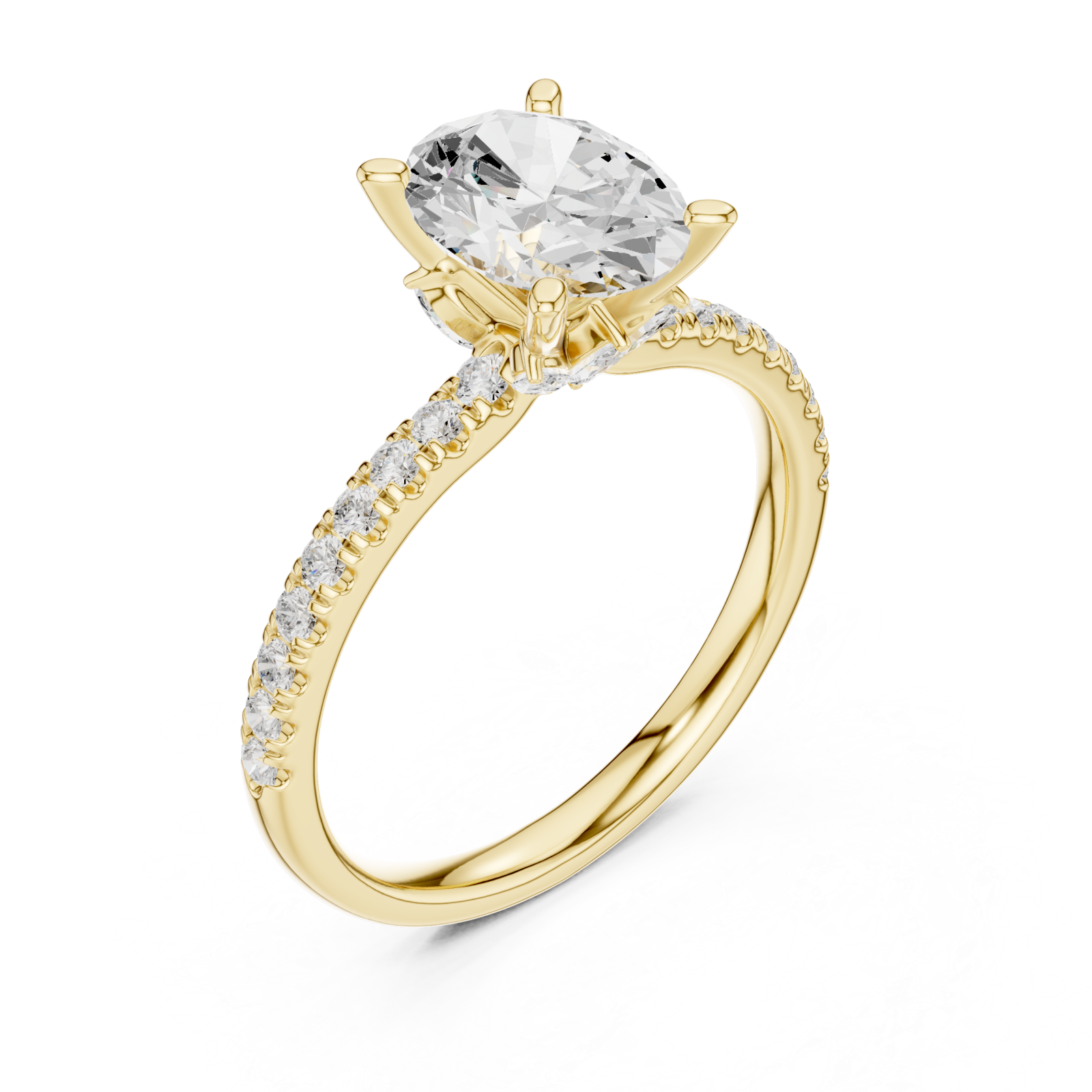 Gold Elegance Radiant Solitaire Ring Right View