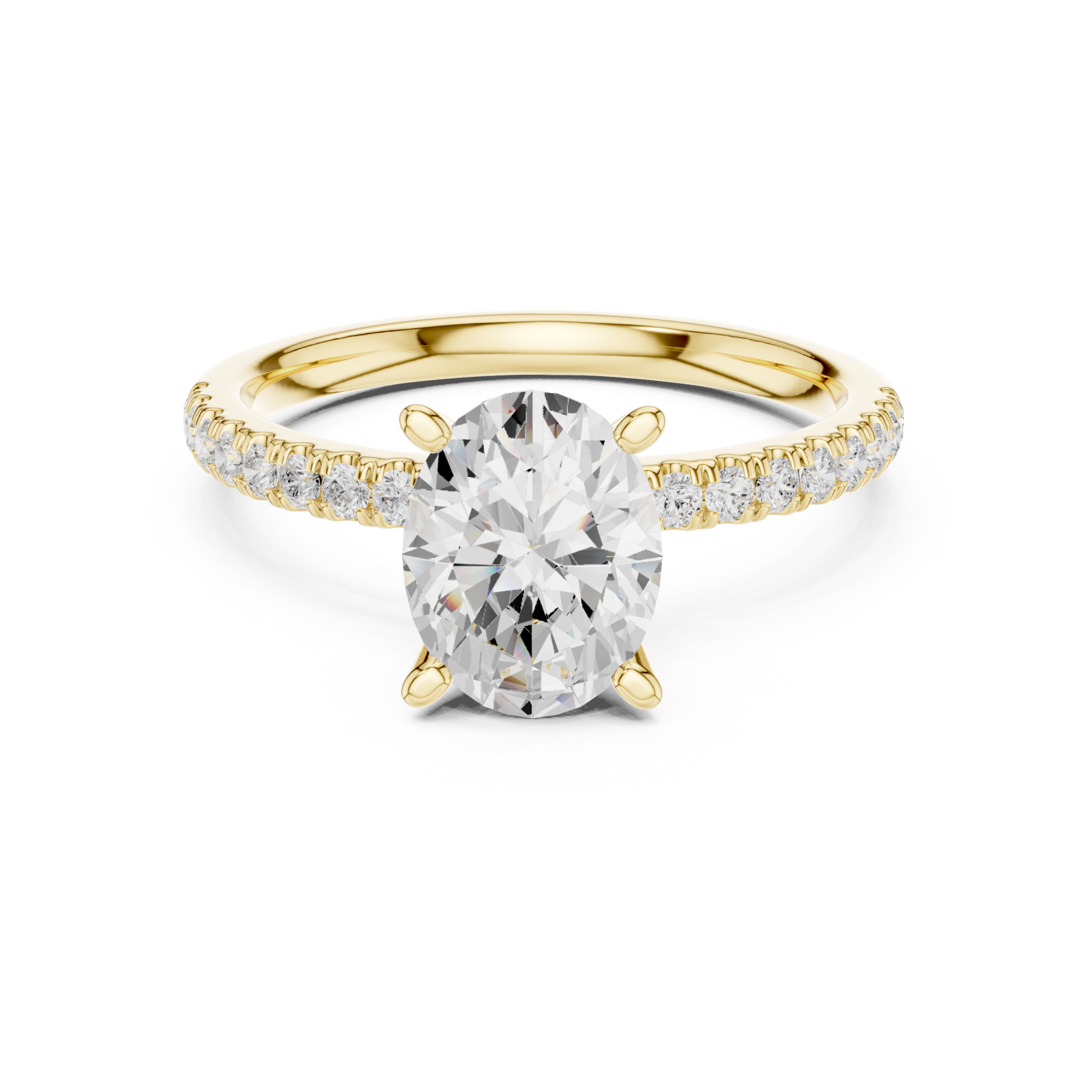  Gold Elegance Radiant Solitaire Ring Front View
