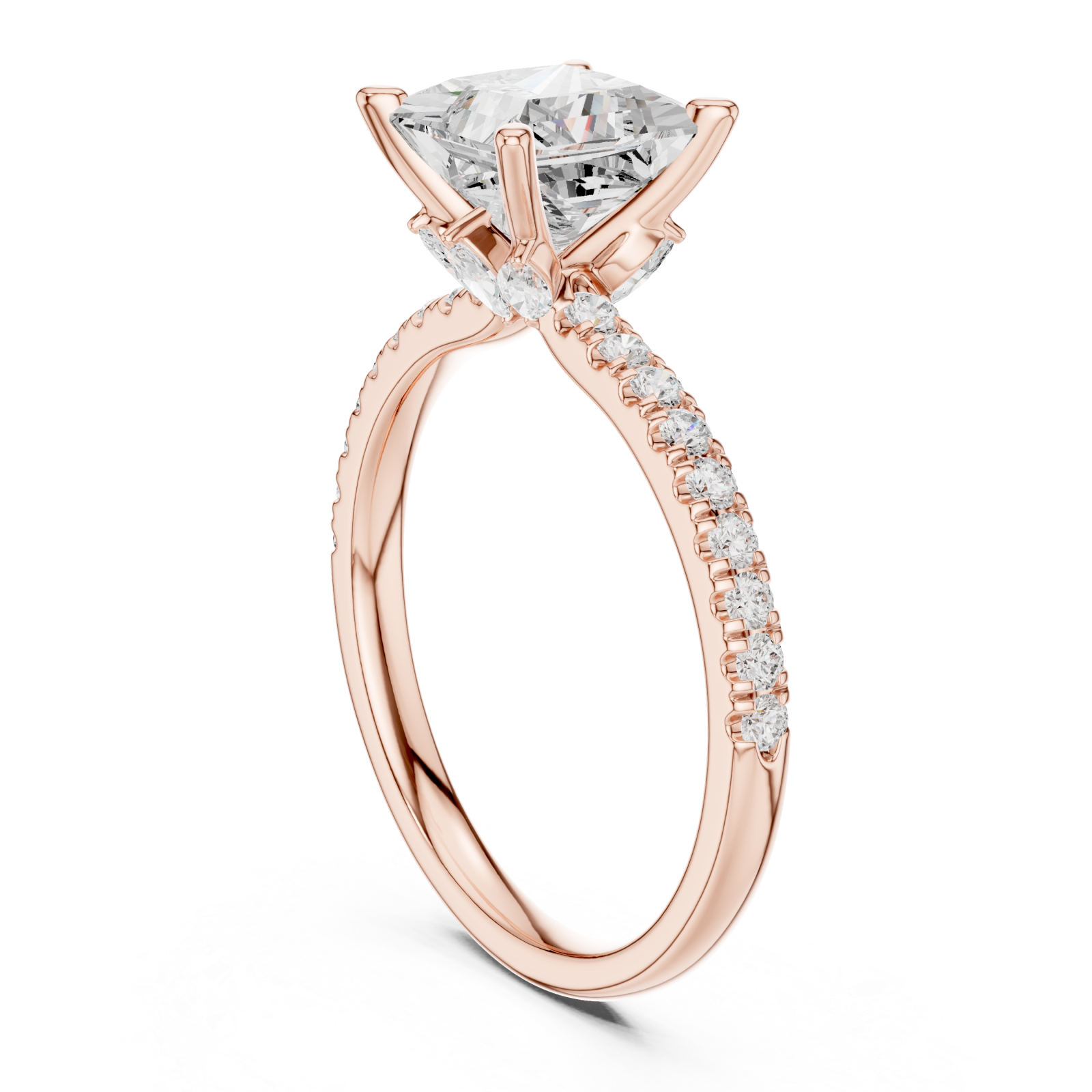  Rose Gold Celestial Crown Solitaire Ring Left View