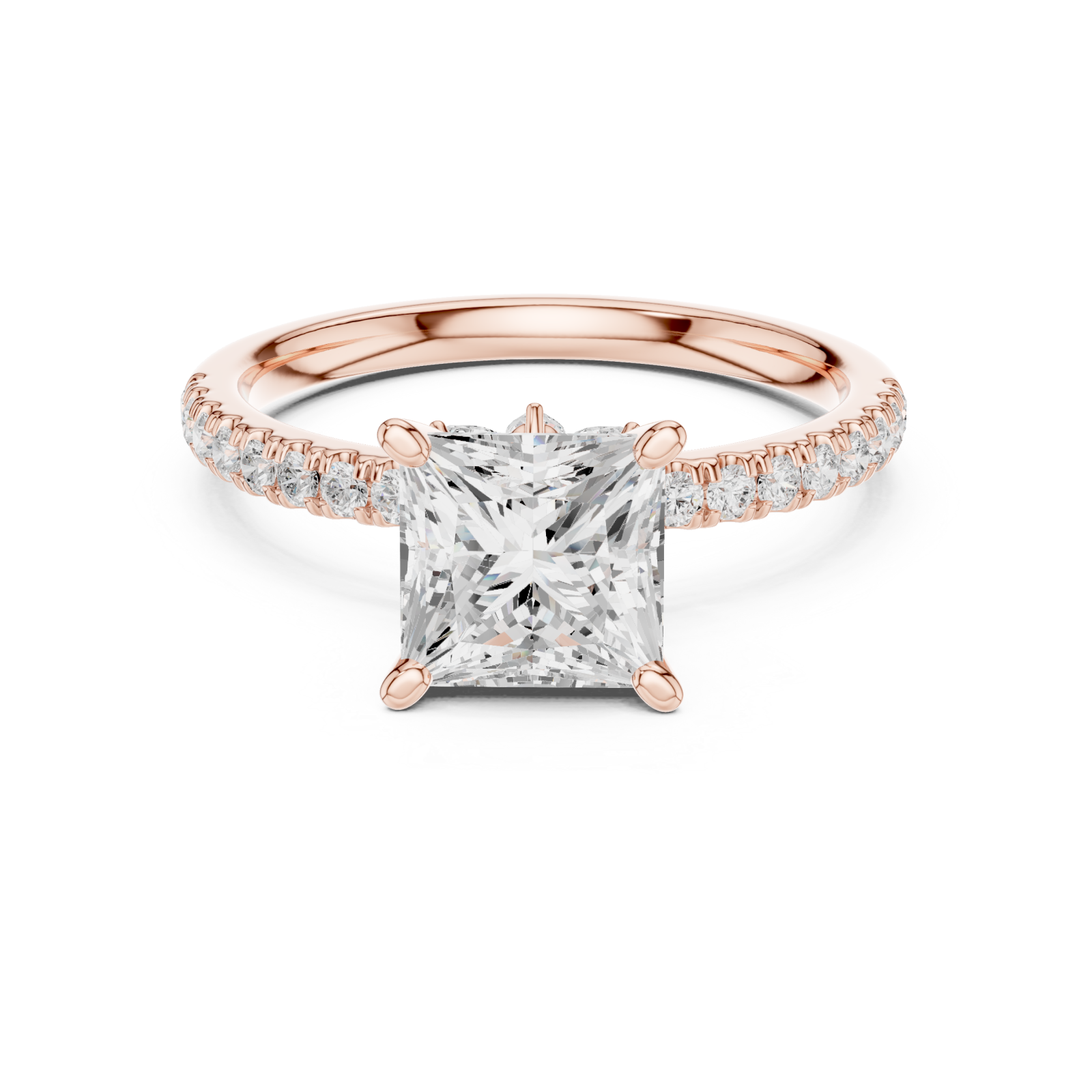  Rose Gold Celestial Crown Solitaire Ring Front View