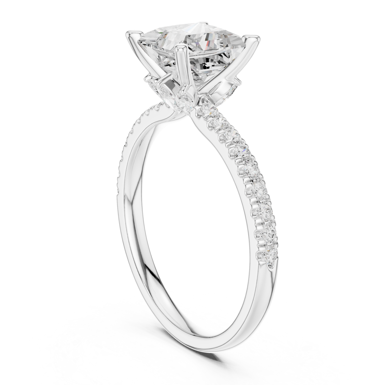  White Gold Celestial Crown Solitaire Ring Left View