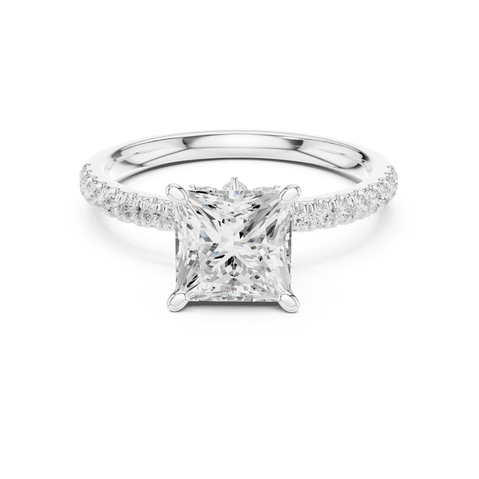  White Gold Celestial Crown Solitaire Ring Front View