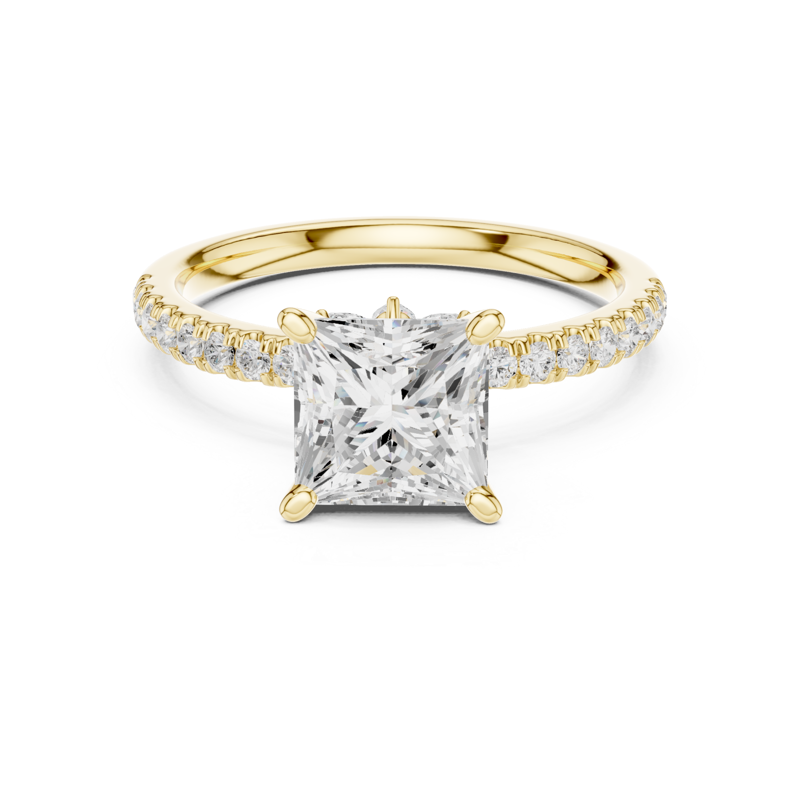  Gold Celestial Crown Solitaire Ring Front View