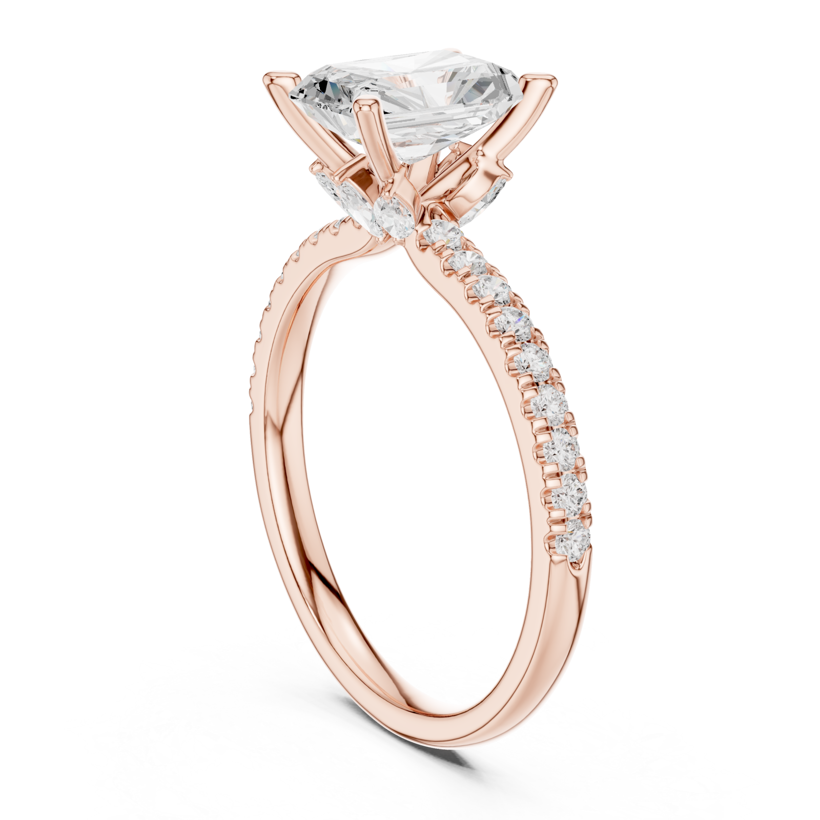  Rose Gold Radiant Prism Statement Ring Left View