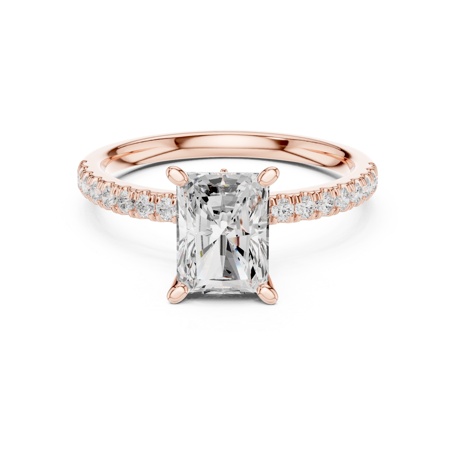  Rose Gold Radiant Prism Statement Ring Front View