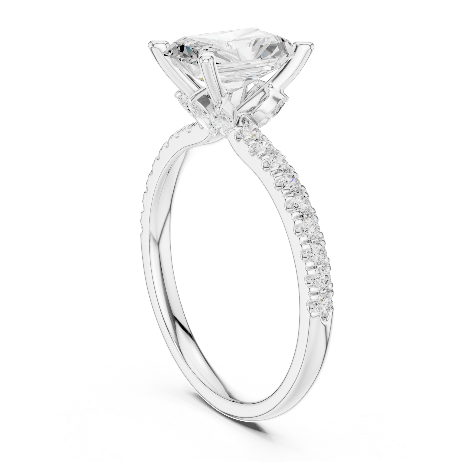  White Gold Radiant Prism Statement Ring Left View