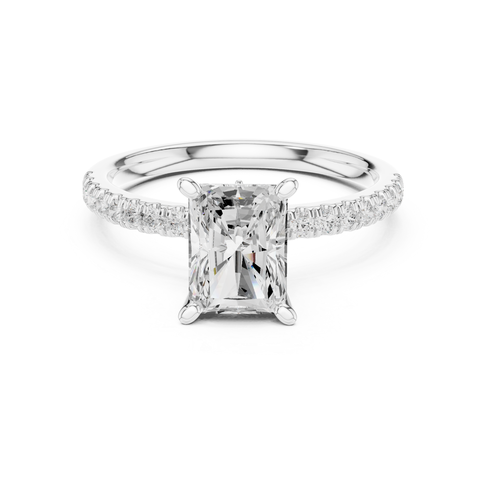  White Gold Radiant Prism Statement Ring Front View