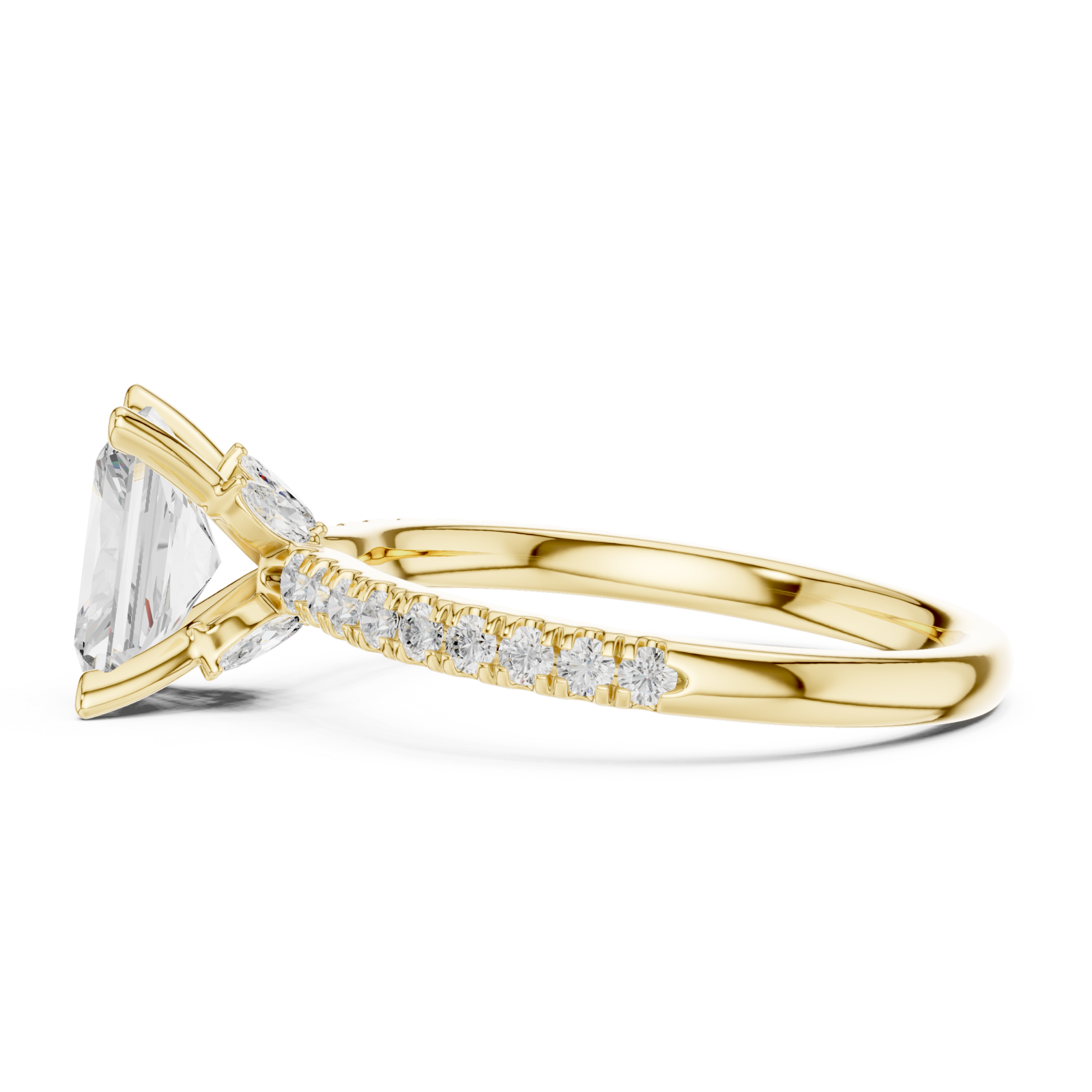 Gold Radiant Prism Statement Ring Side View