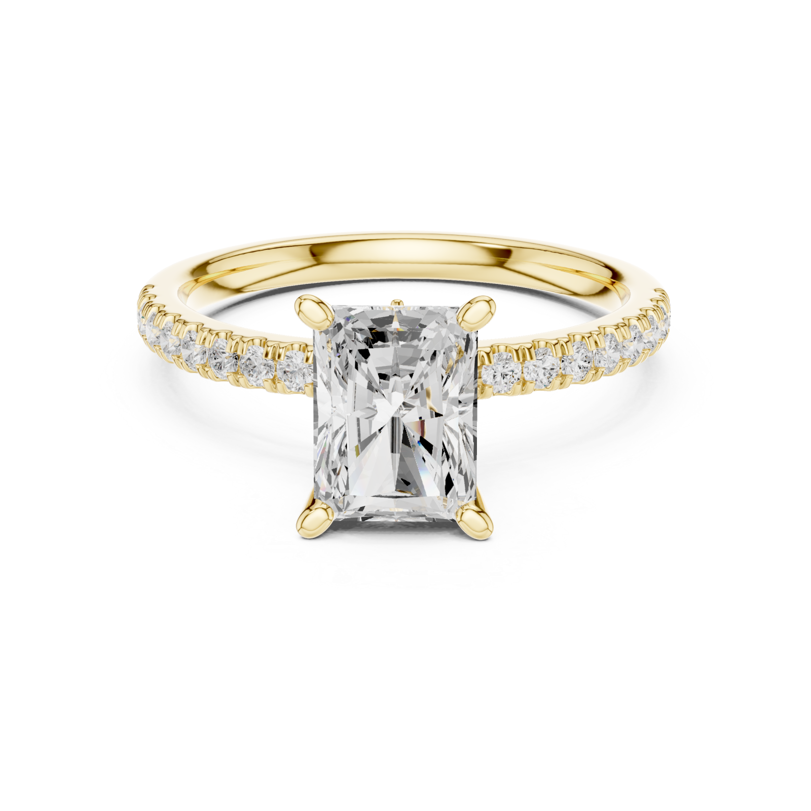  Gold Radiant Prism Statement Ring Front View