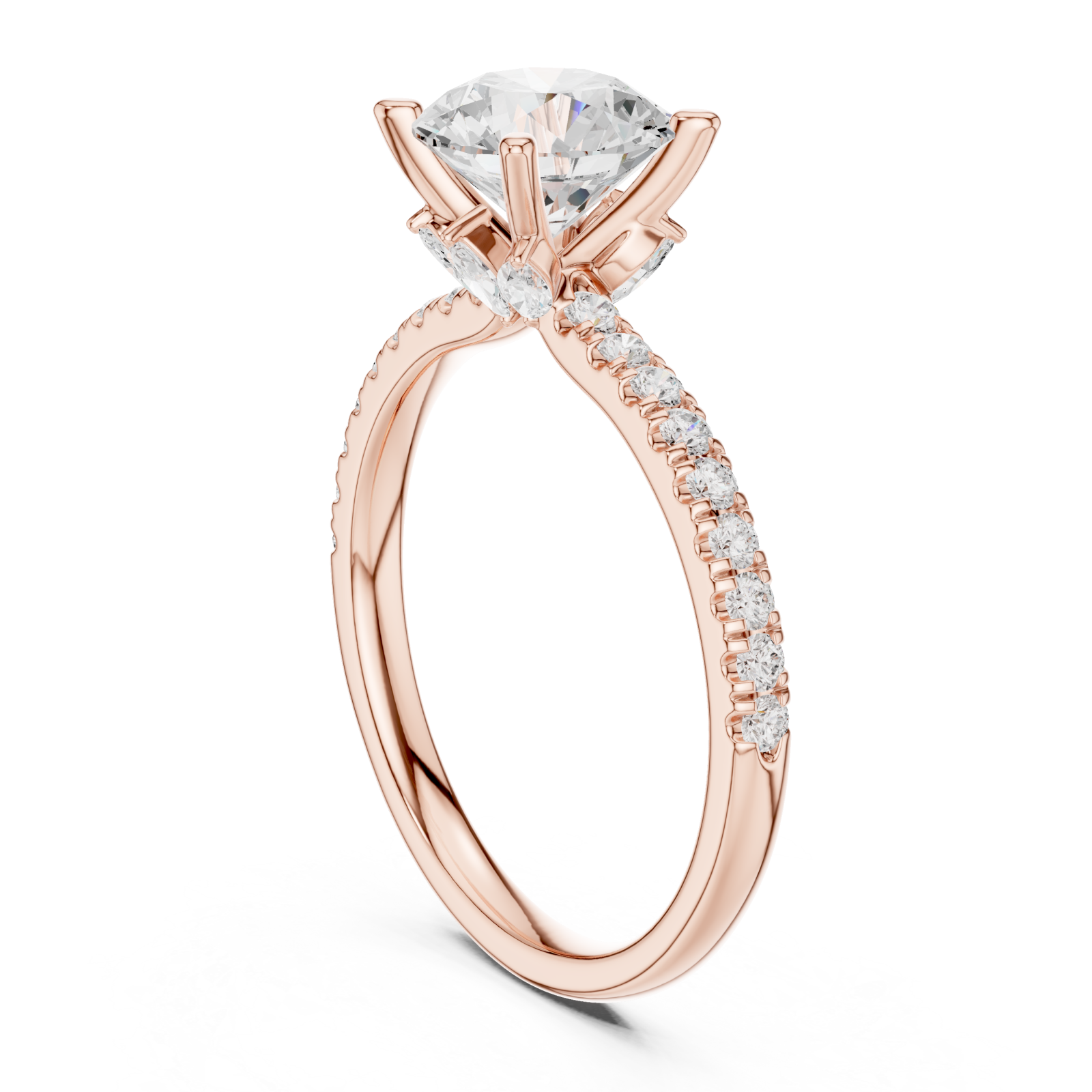  Rose Gold Solstice Whisper Band Engagement Ring Left View