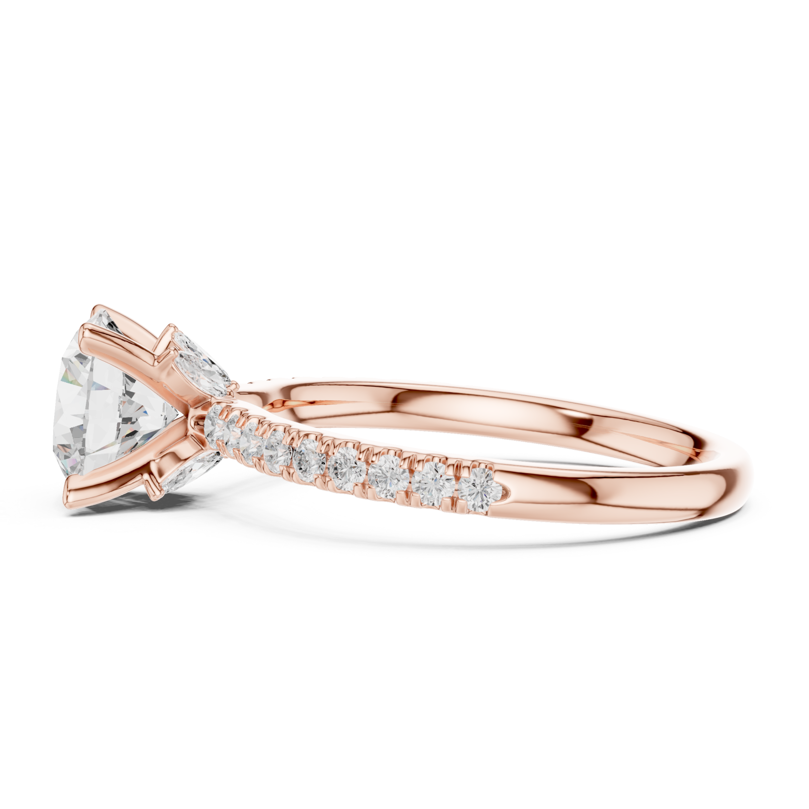  Rose Gold Solstice Whisper Band Engagement Ring Side View